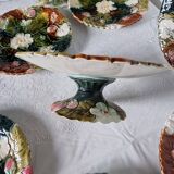 Ensemble de 6 assiettes et assiette à gâteau avec pied en céramique