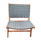 Scandinavian style heater or low armchair in wood and fabrics