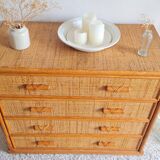 Vintage rattan chest of drawers circa 70s