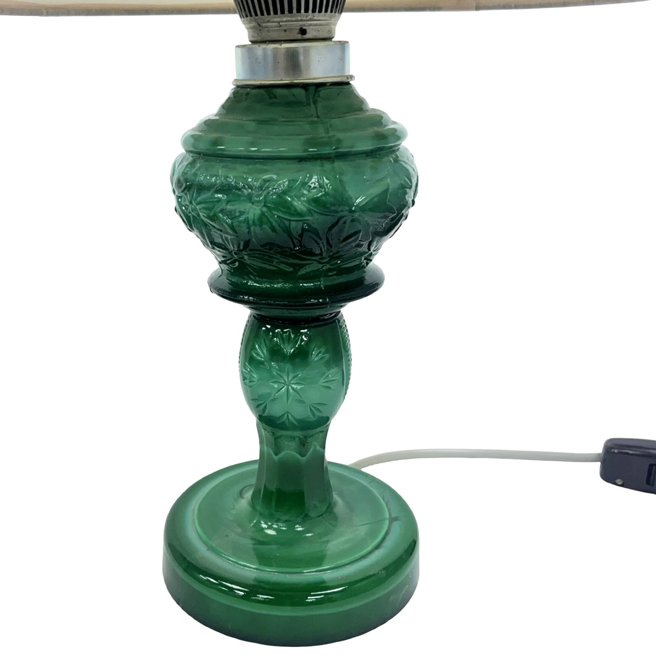 Malachite glass table lamp, Czechoslovakia, 1960s | Vintage MCM