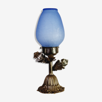Cracked blue glass paste lamp
