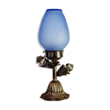 Lampe en pâte de verre bleu craquelée