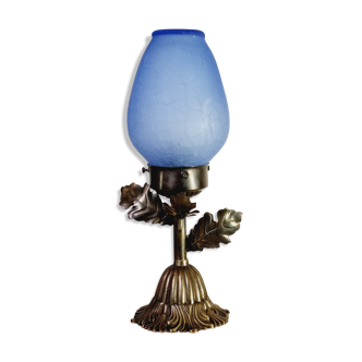 Cracked blue glass paste lamp