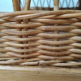 Pair of wooden and rattan bedside tables