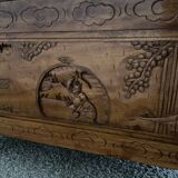 Large chinese chest, carved camphor wood. 1st half of the XXth century