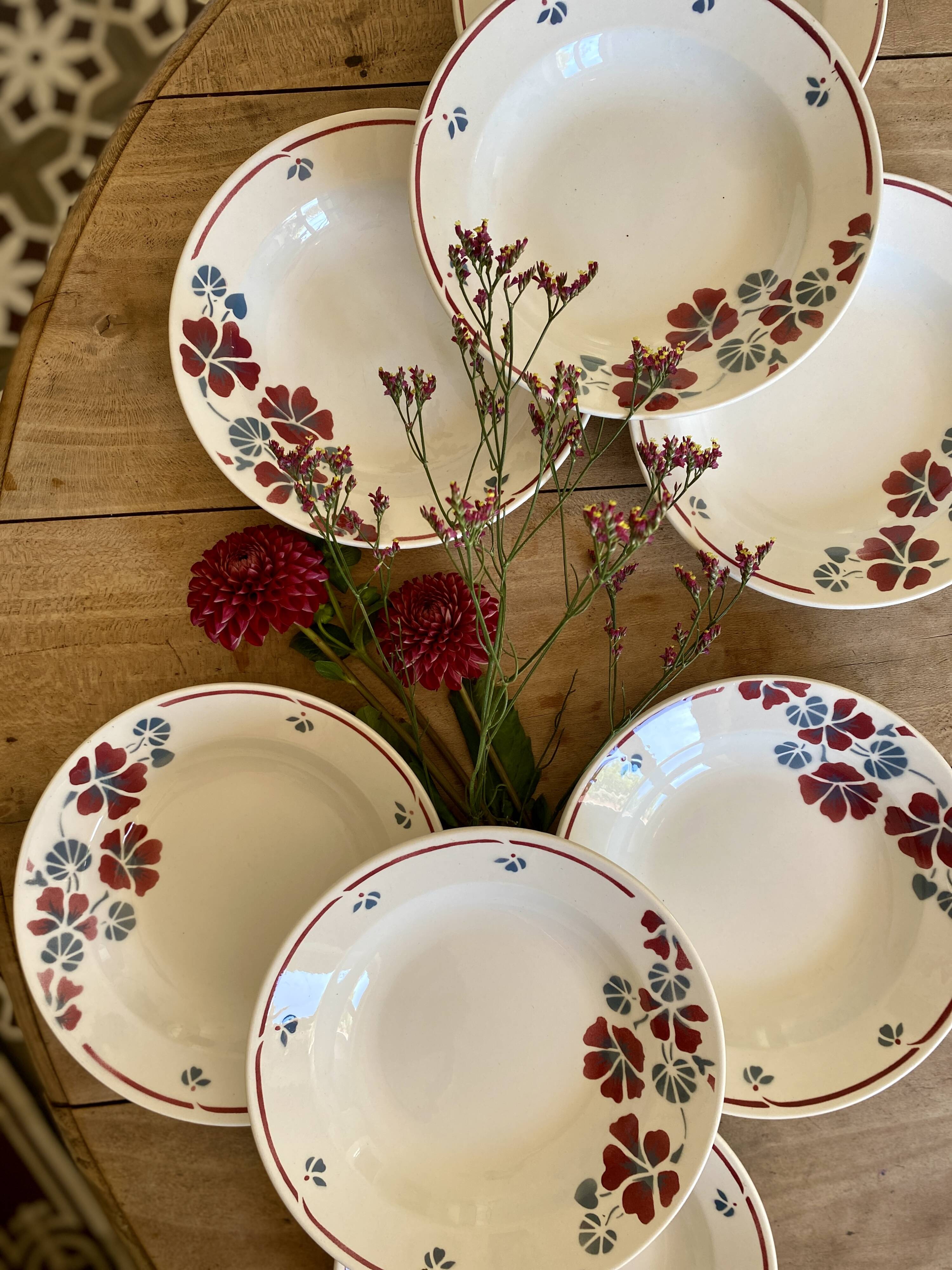 Set of 8 vintage soup plates, Nelly de Salins