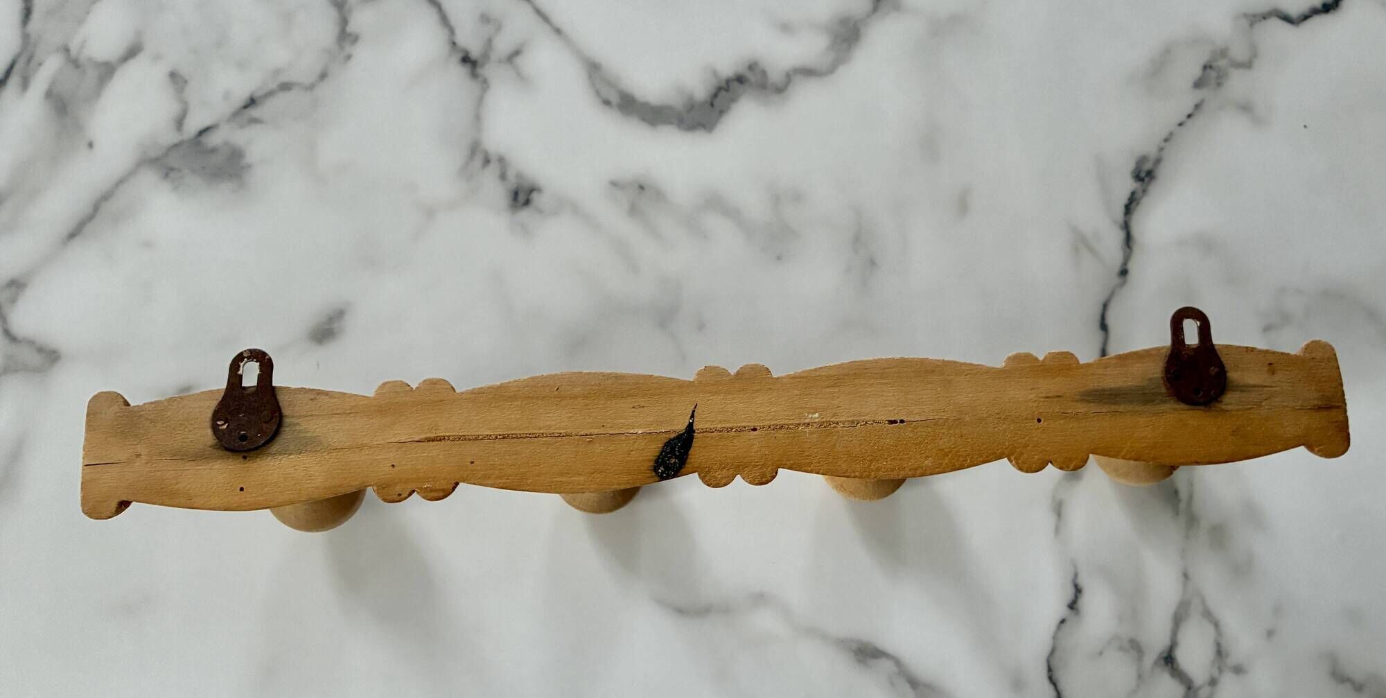 Vintage turned wooden coat rack or hook