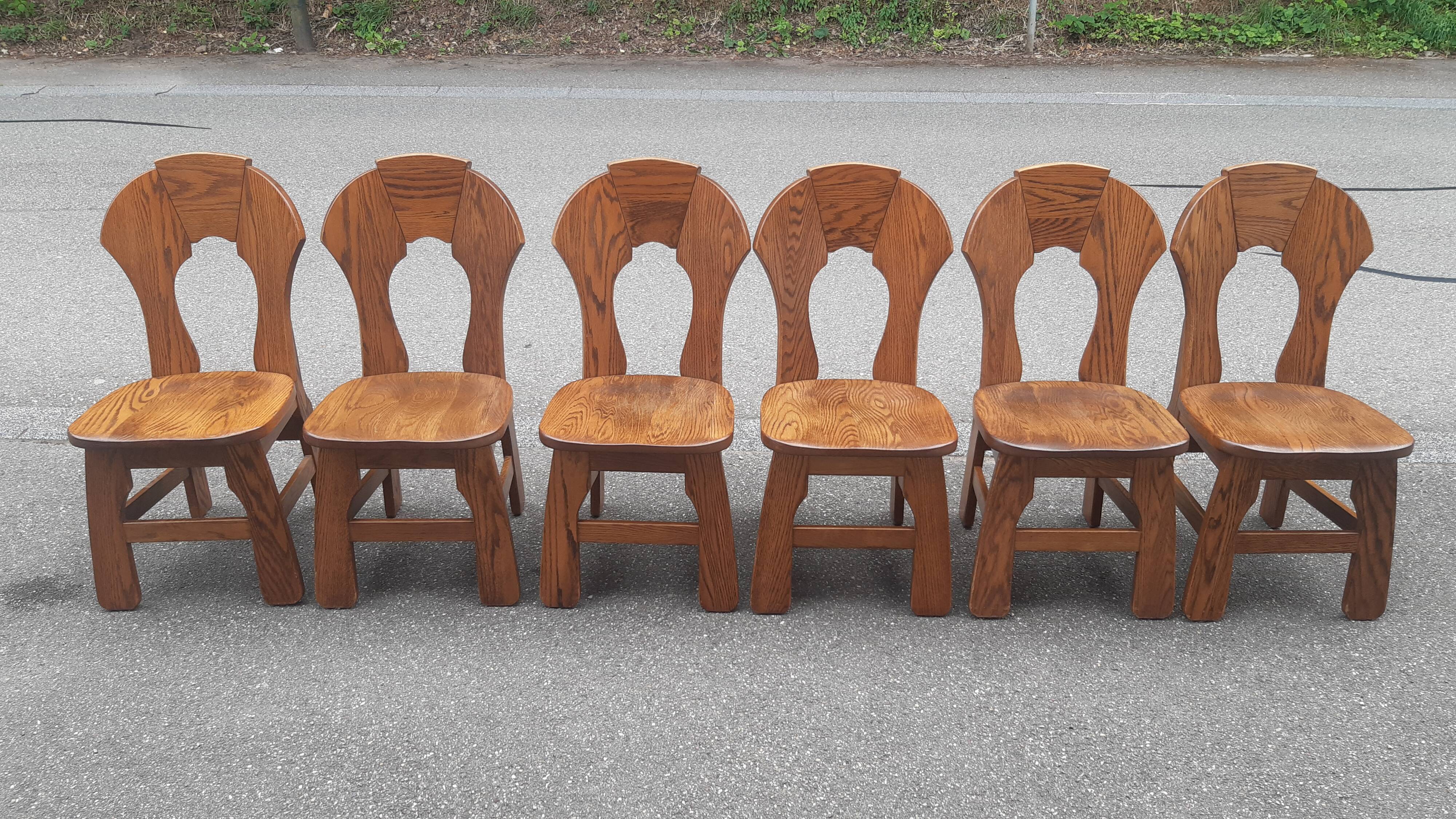 Brutalist chairs in solid oak mountain chalet decor