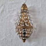 Vintage Empire Style 1950s Wall Lamp or Sconce in Gold Brass and Scream