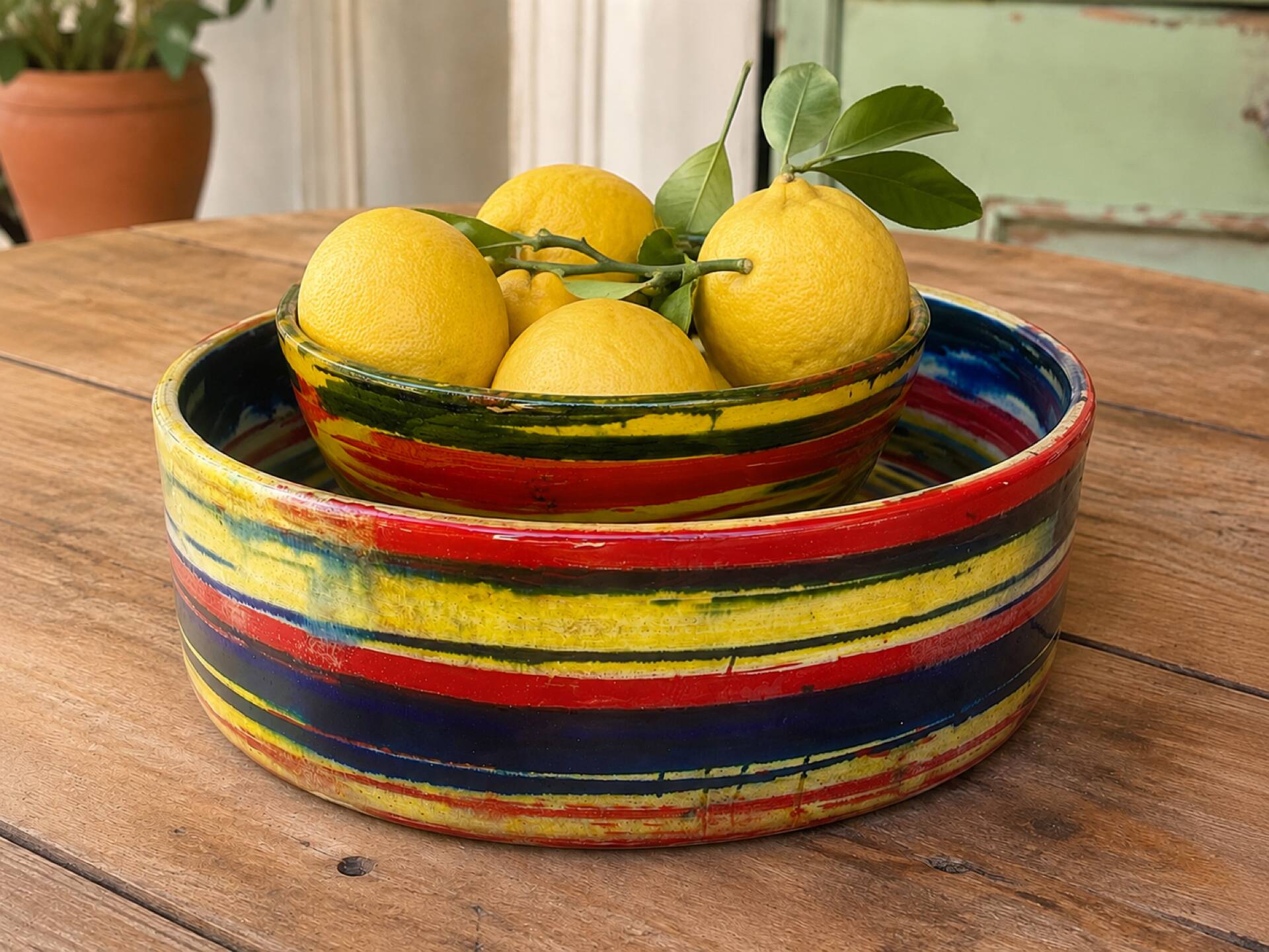 Large glazed terracotta centrepiece signed