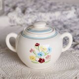 Vintage Salins earthenware sugar bowl - Floral pattern