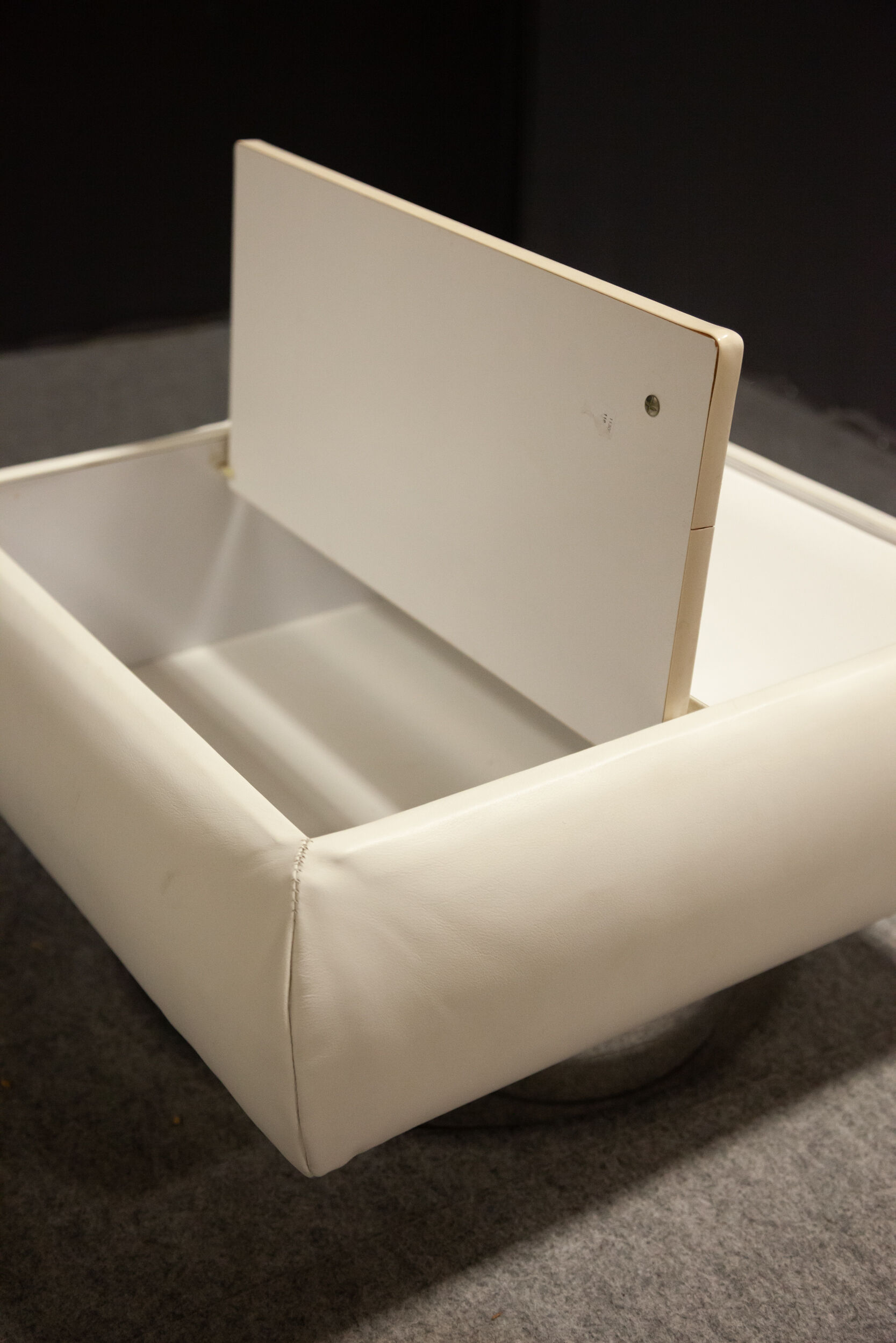 Pair of 70s white leather bedsides
