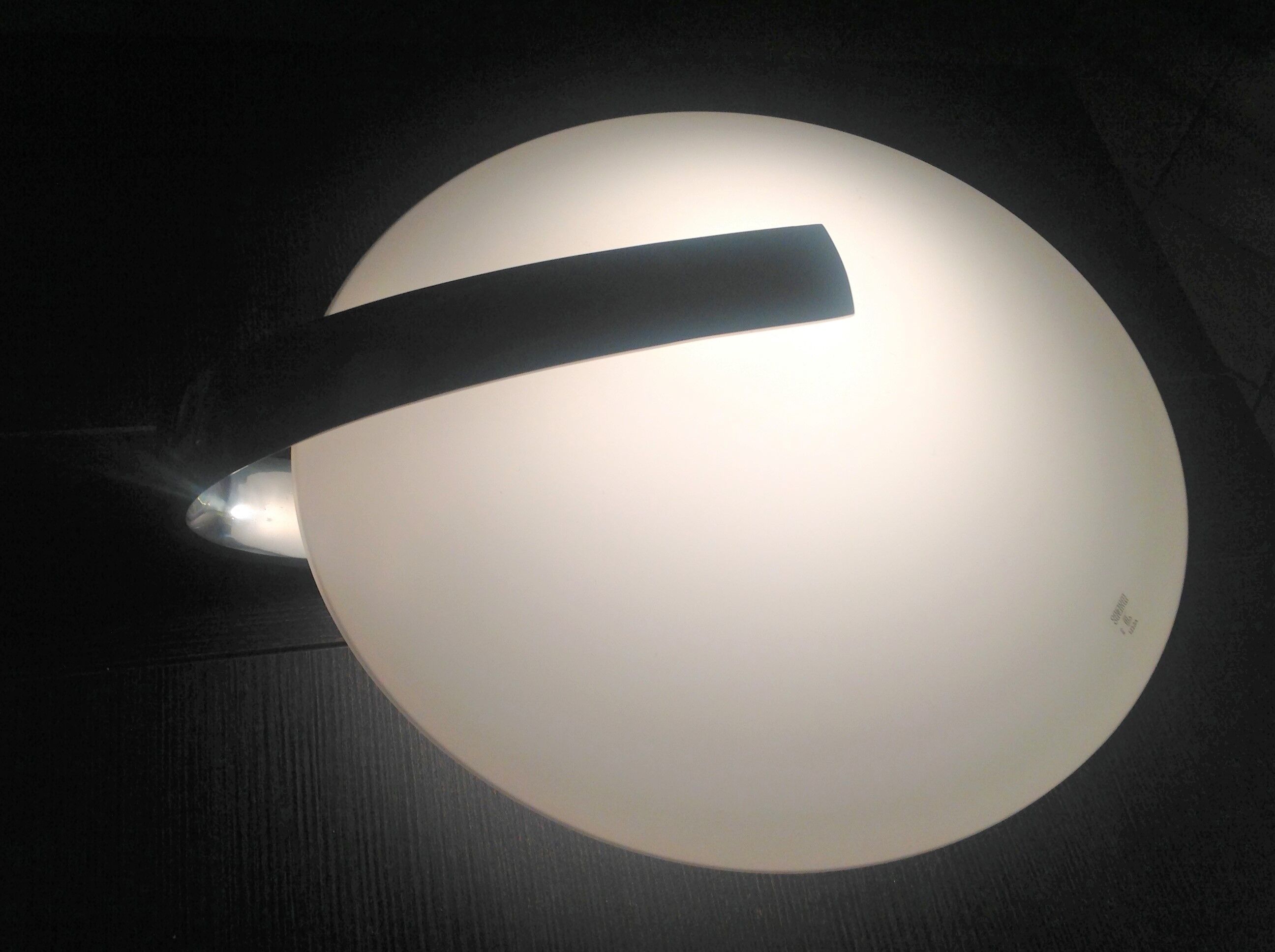 Circular frosted glass wall lamp and aluminum headband by Vetri Murano, vintage 70s-80s