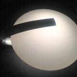 Circular frosted glass wall lamp and aluminum headband by Vetri Murano, vintage 70s-80s