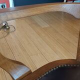 American armchair solid oak and swivel and tilting leather early twentieth fully restored