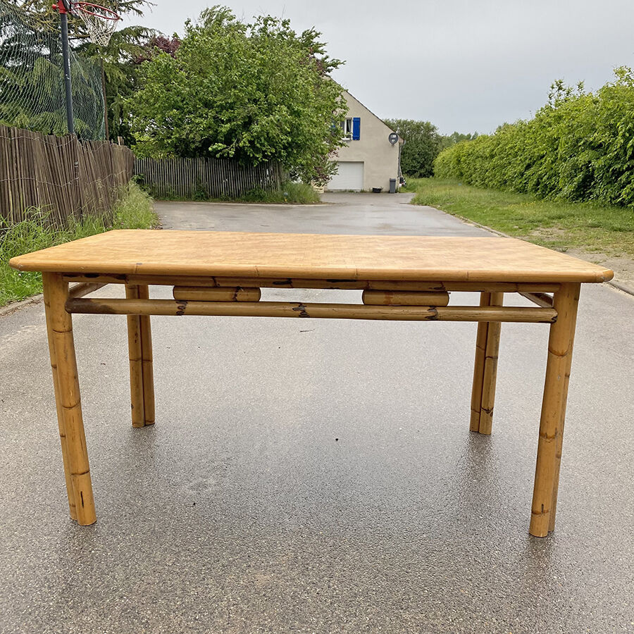 60's vintage rattan table