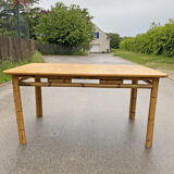 60's vintage rattan table