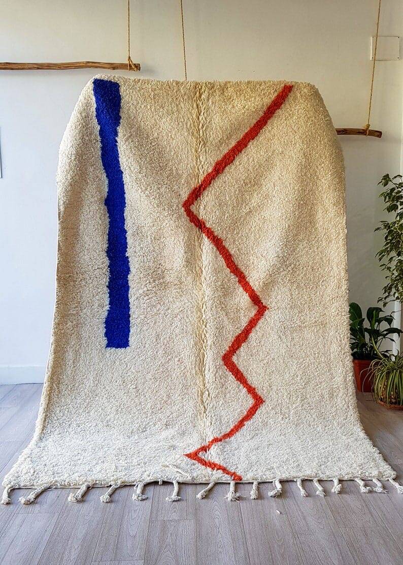 Handmade pure natural wool rug, size 150 x 250 cm