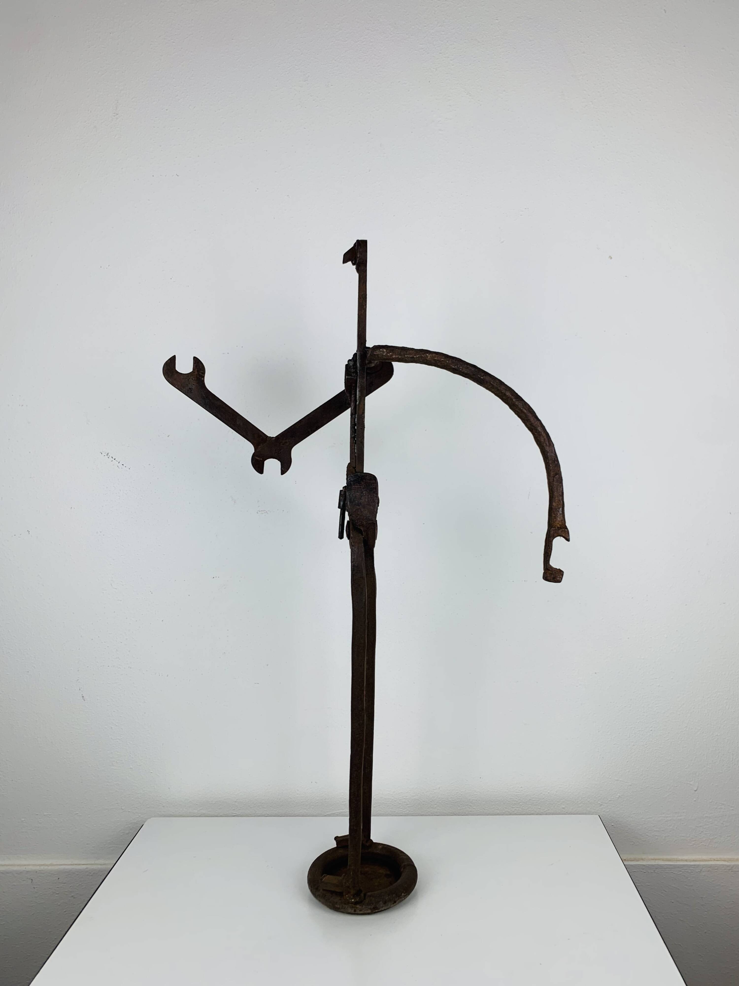Brutalist sculpture in wrought iron, folk art