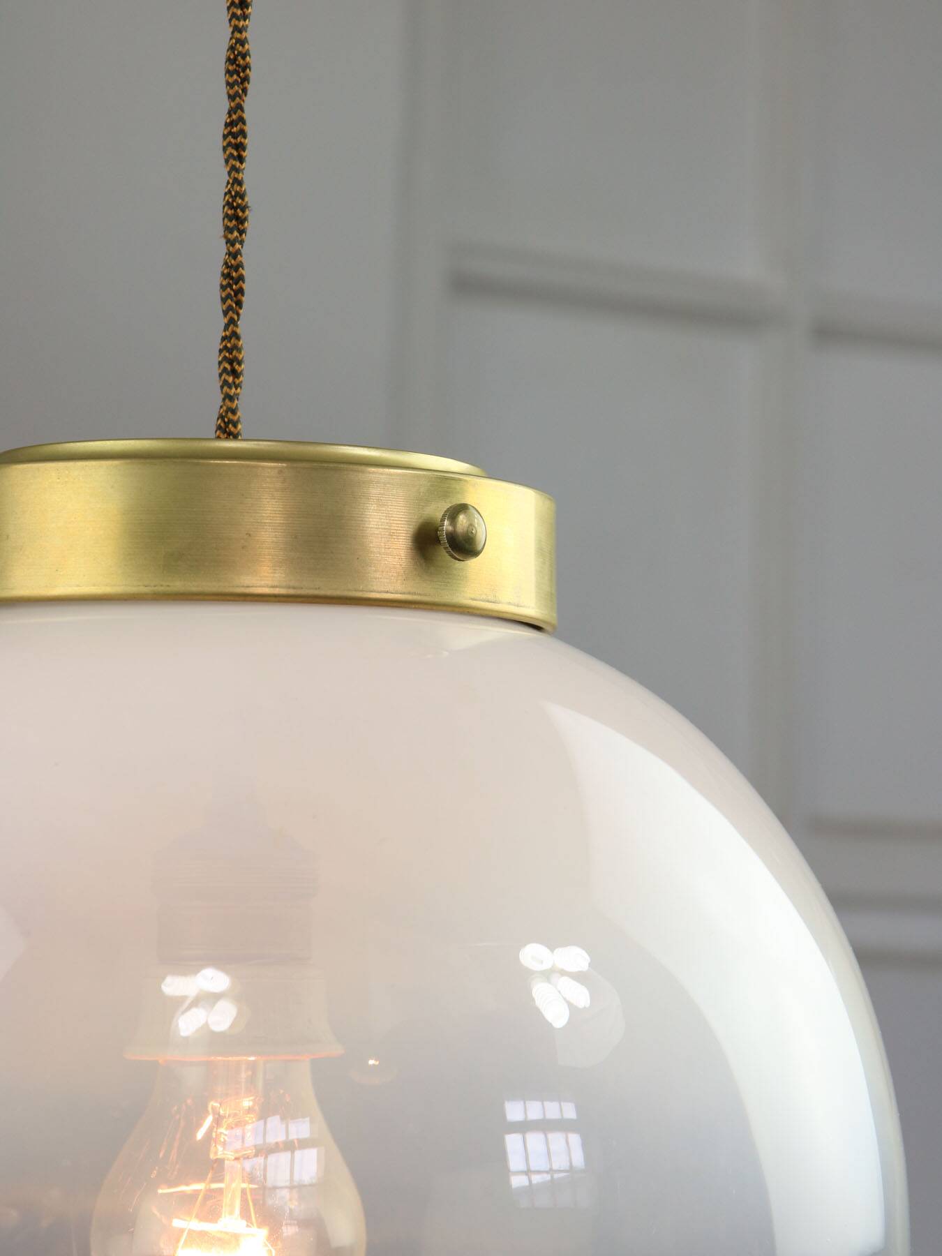 Mid-century Murano Glass & Brass Pendant from Mazzega, 60s