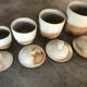 Lot de 4 pots à épices en grès cérame de france beige