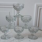 Set of 6 cups in molded glass pressed late nineteenth