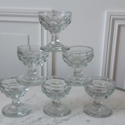 Set of 6 cups in molded glass pressed late nineteenth