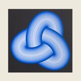 Screen printing Op Art Blue Knot 1975