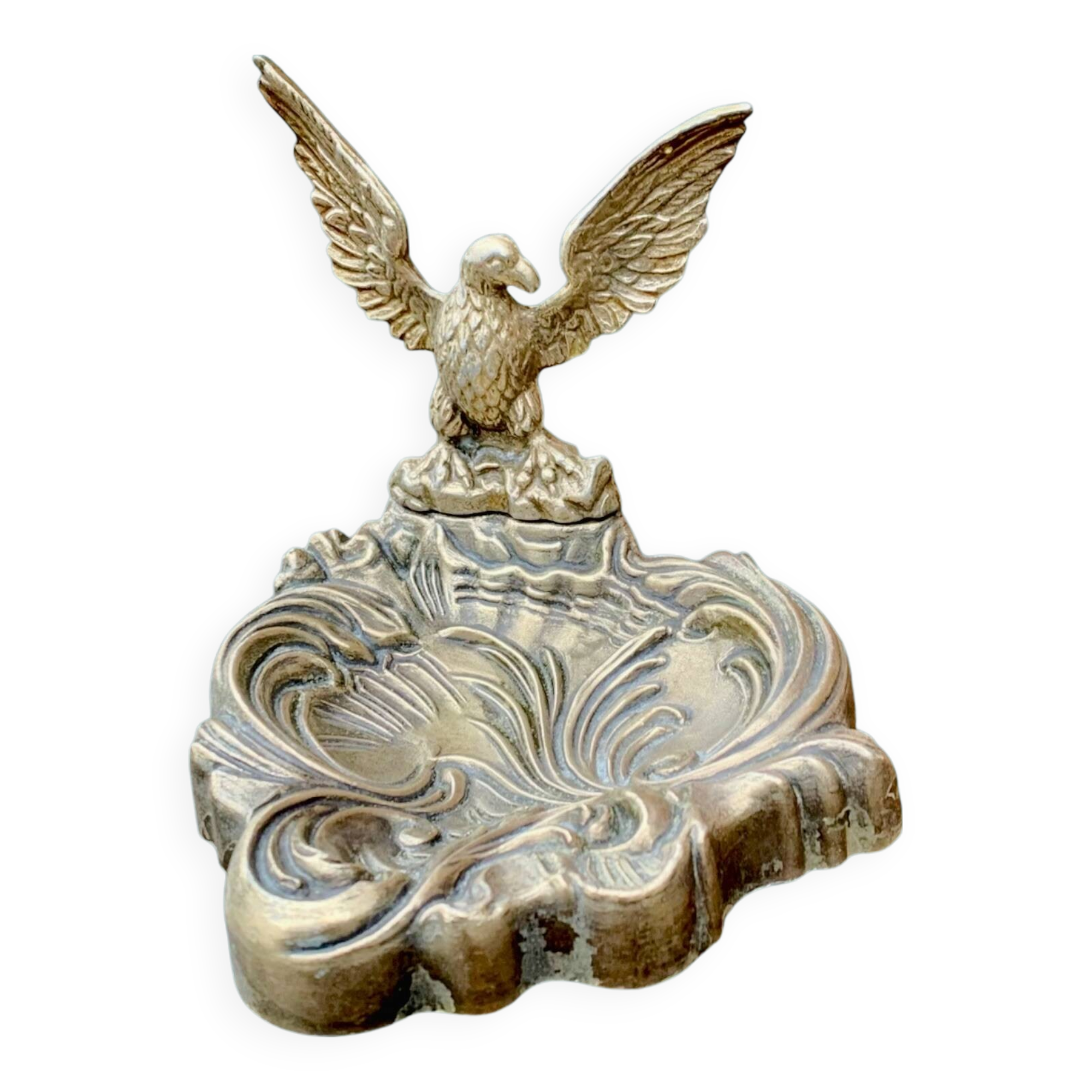 Antique decorative brass ashtray or pocket emptier - Made in Italy - Registered Design