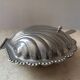 Vintage shell butter dish in silver metal