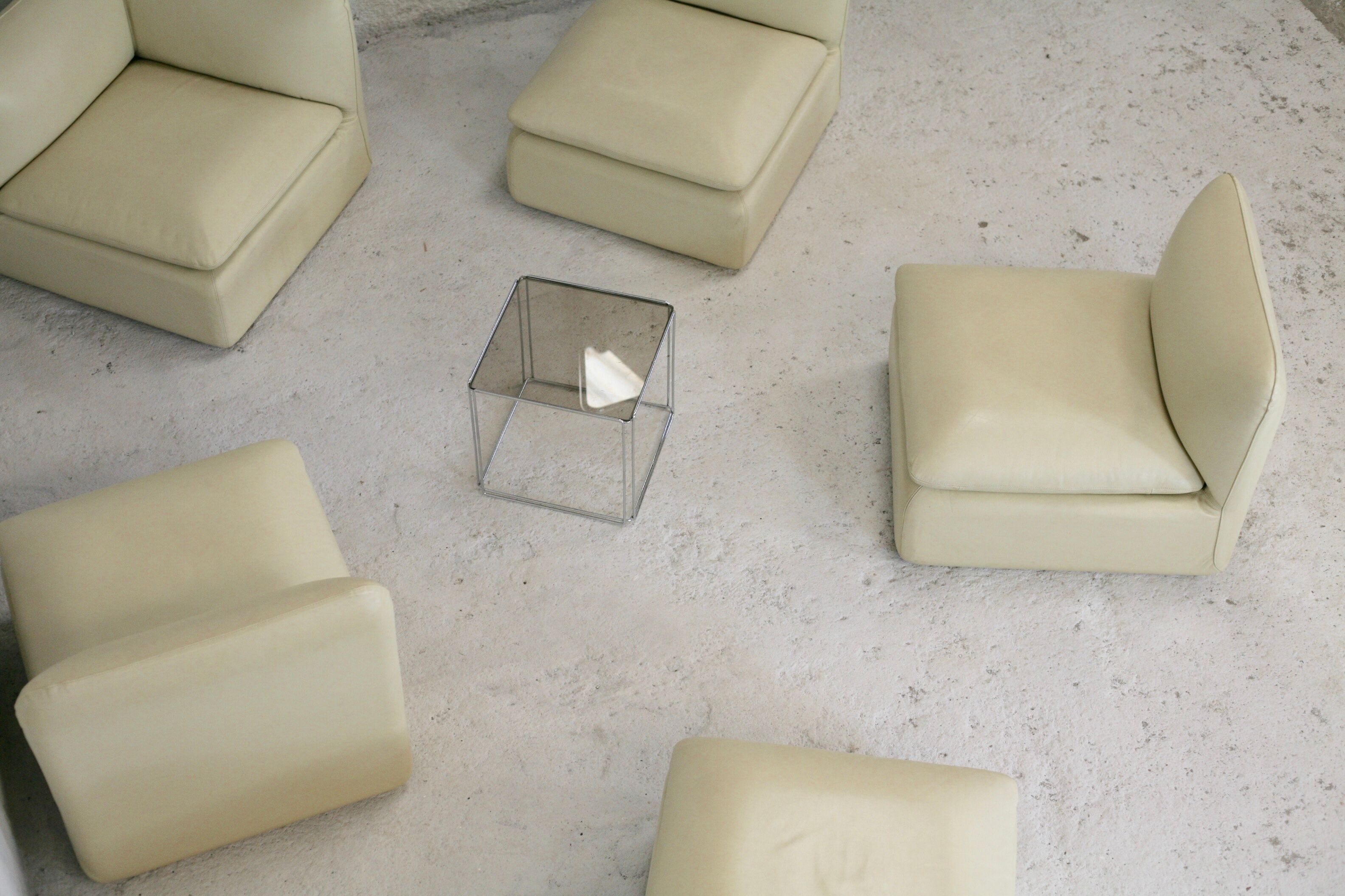 Set of 5 leather armchairs, France 80