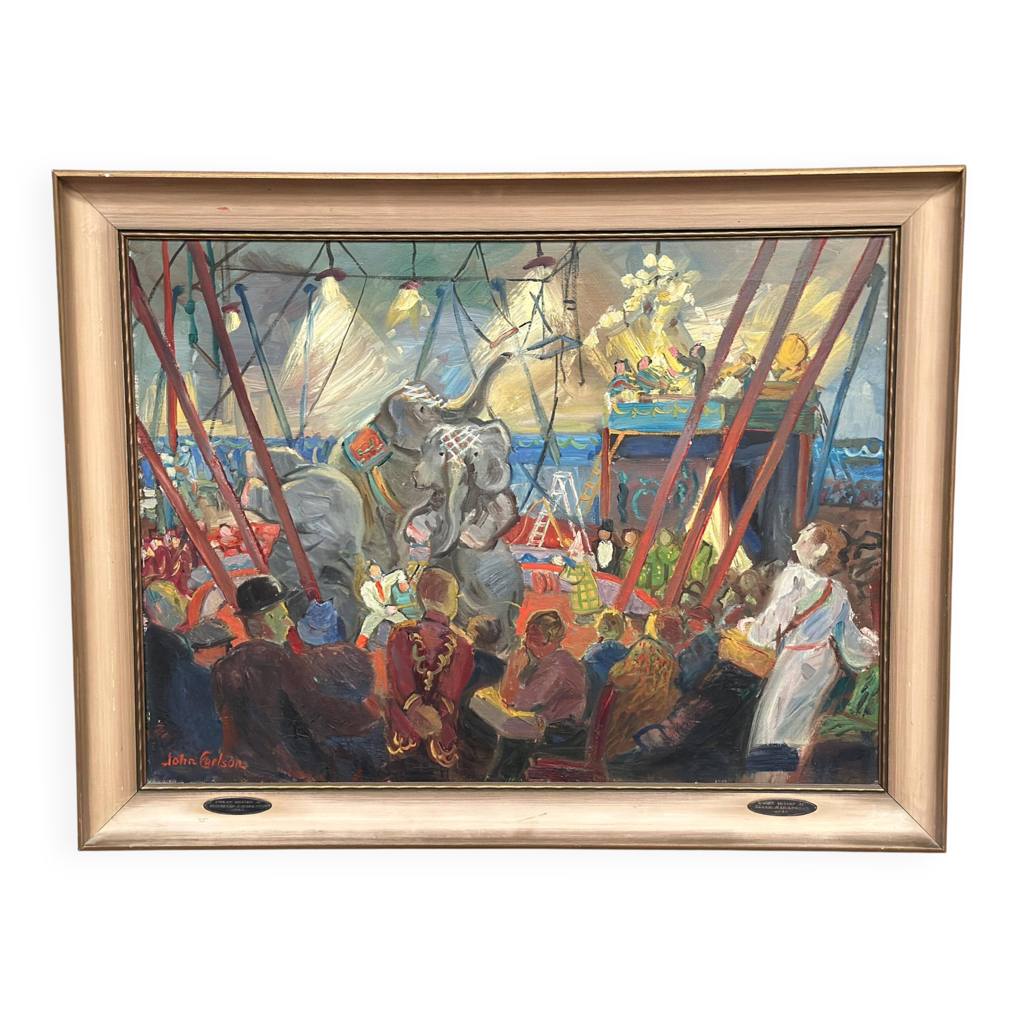 Large Original Swedish Oil on Canvas – “Cirkus Scott” by John Carlsson