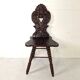 Antique Gothic hall chair with bobbin legs
