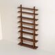 Sculptural wengé slat bookcase (Europe, 1960s).