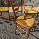 Series of 4 decked bistro chairs