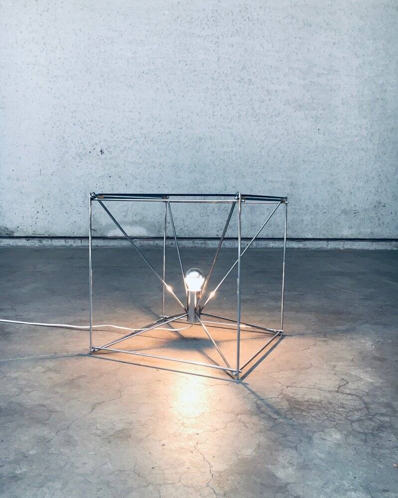 Cubist coffee table with lamp attributed to Max Sauze, France 1960s