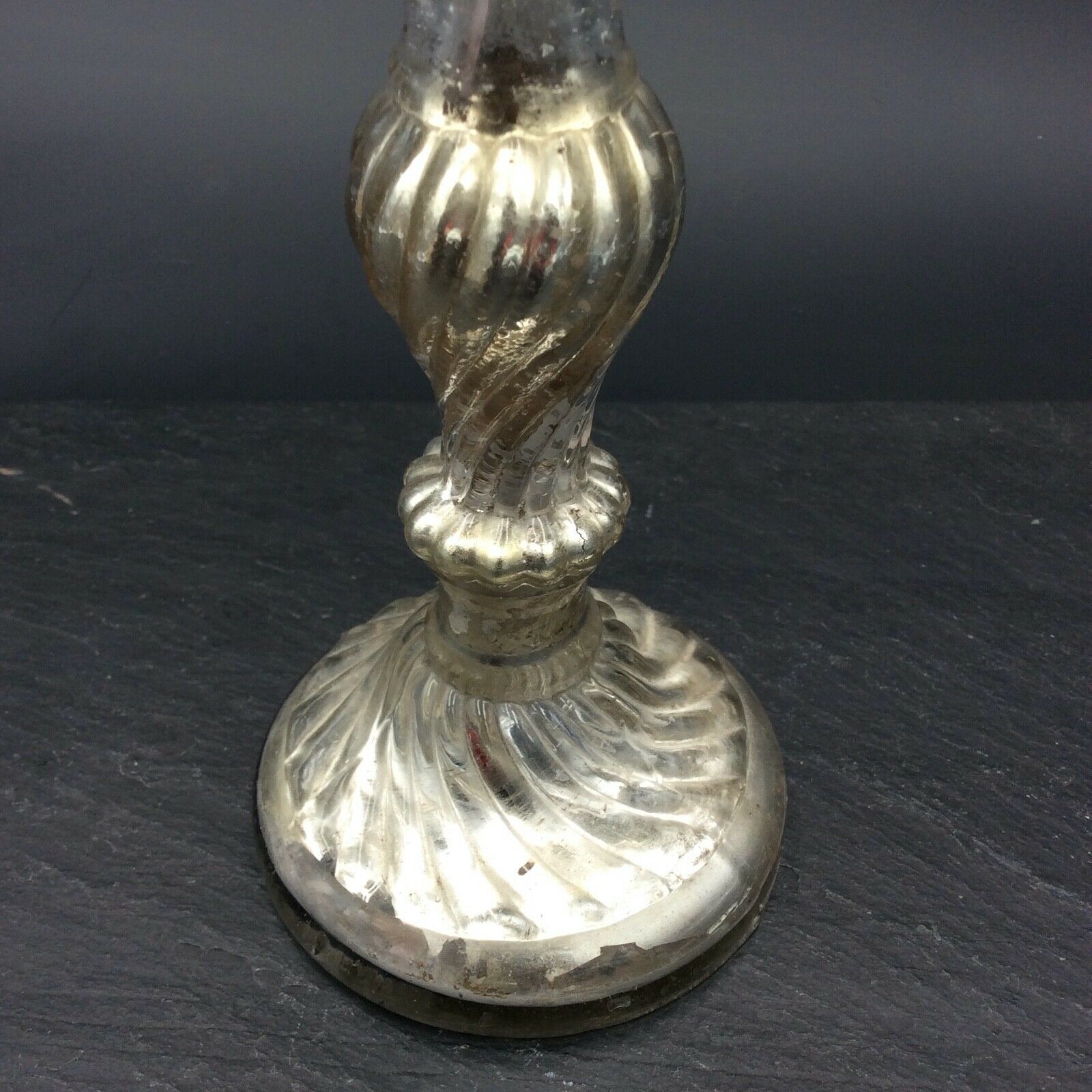 Candlestick in Eglomized Glass Mercurized XIXth