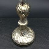 Candlestick in Eglomized Glass Mercurized XIXth