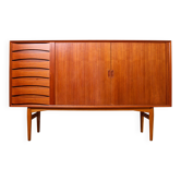 Buffet vintage danois Arne Vodder n° 63, fabriqué par Sibast en teck, datant du milieu du XXe siècle.