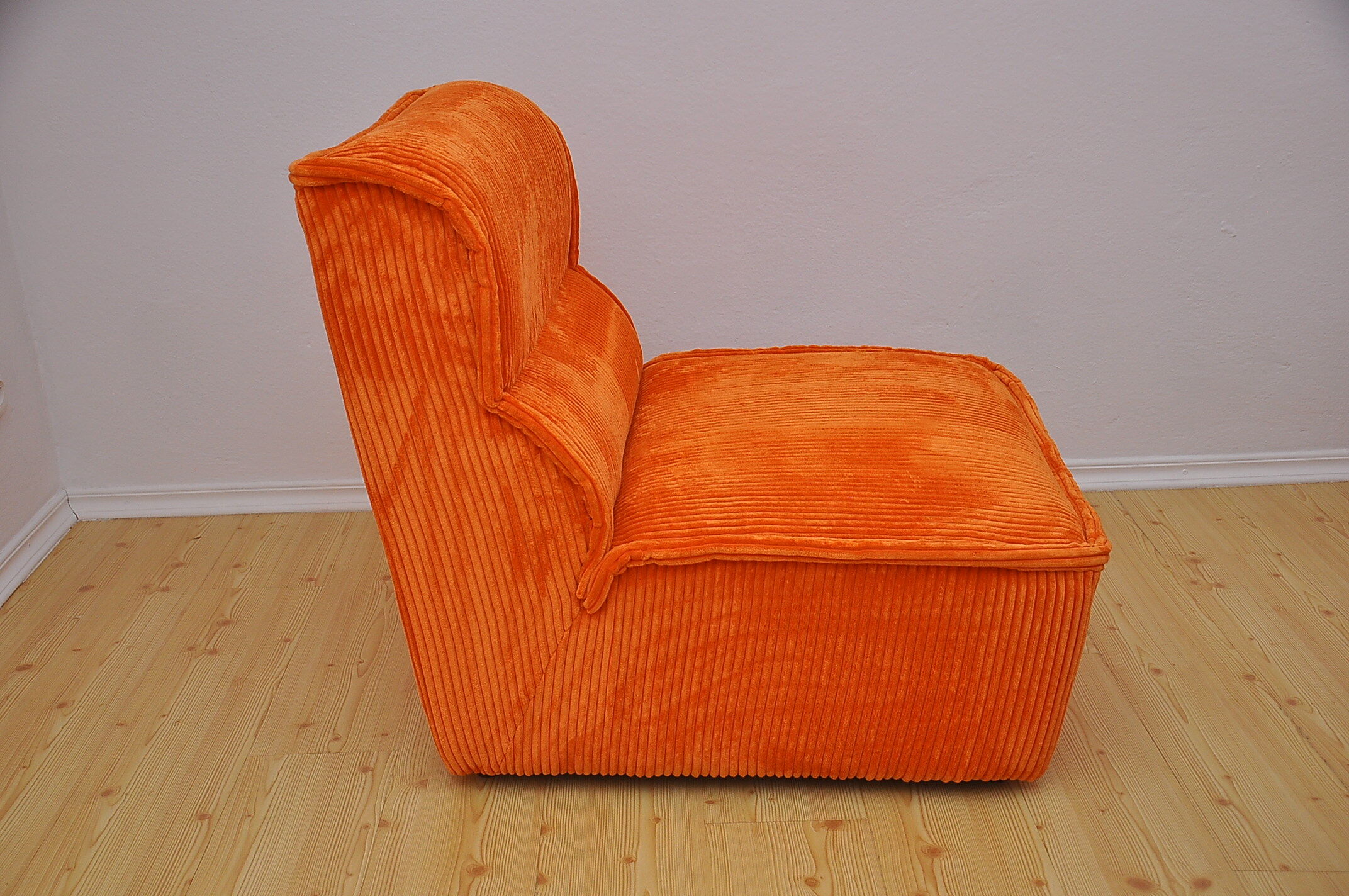 Laauser orange corduroy modular sofa, 70s