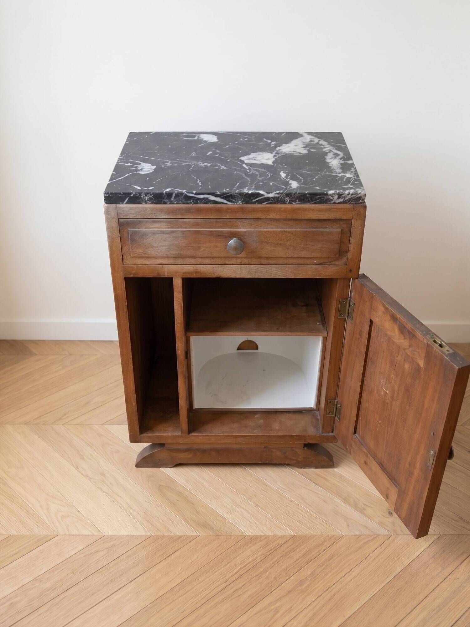 Art Deco bedside table in wood and marble