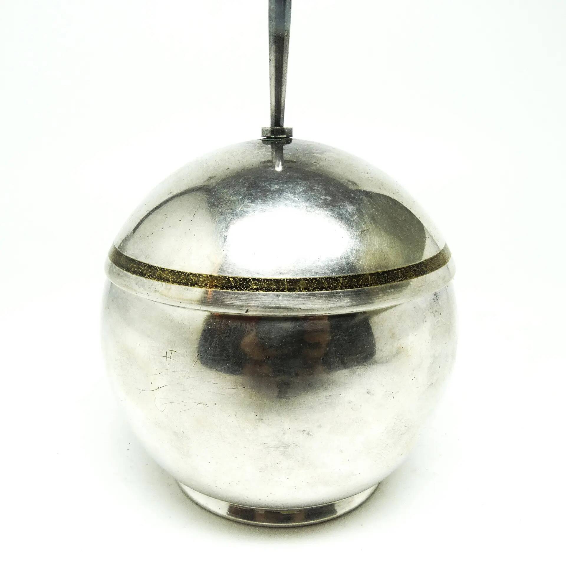 Art Deco sugar bowl, silver-plated brass, WMF, Poland, 1930s