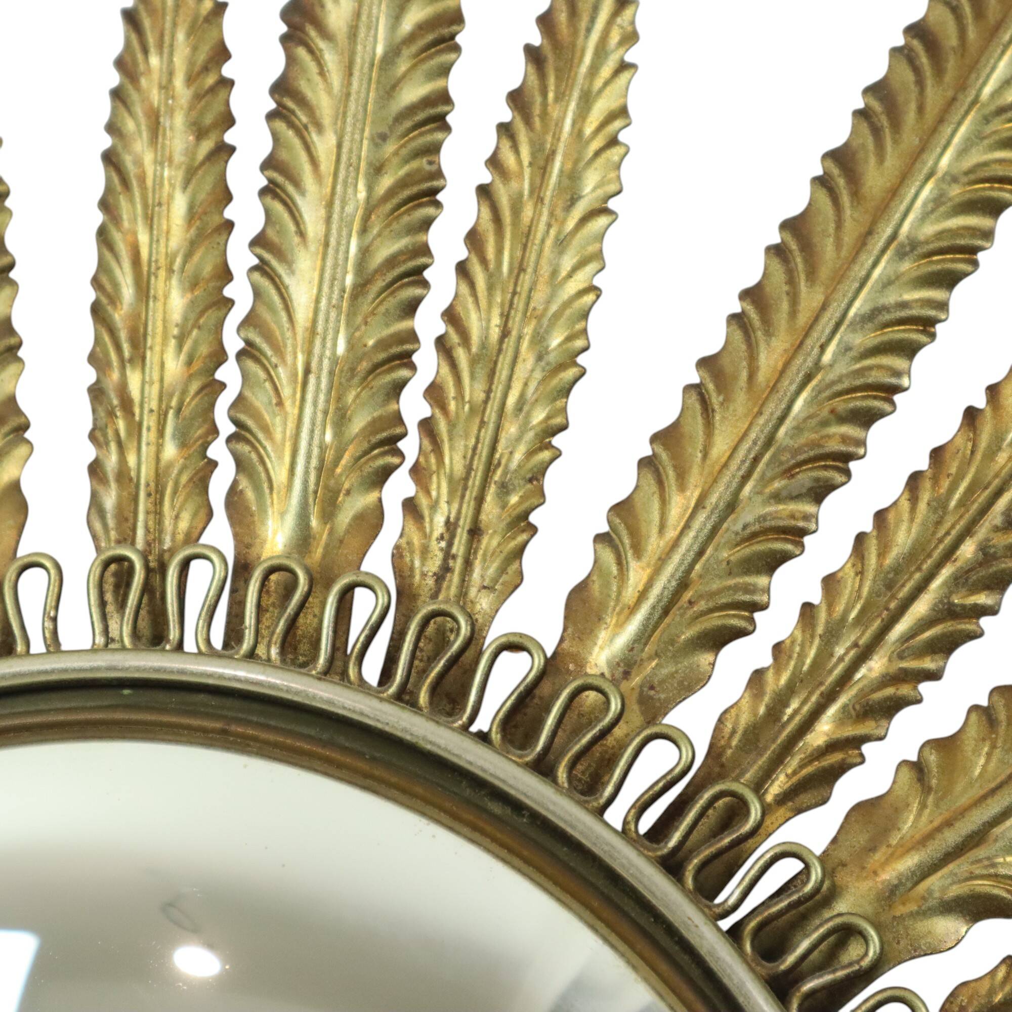 Mid Century Copper Plated Metal Sun Mirror Deknudt Convex 55cm