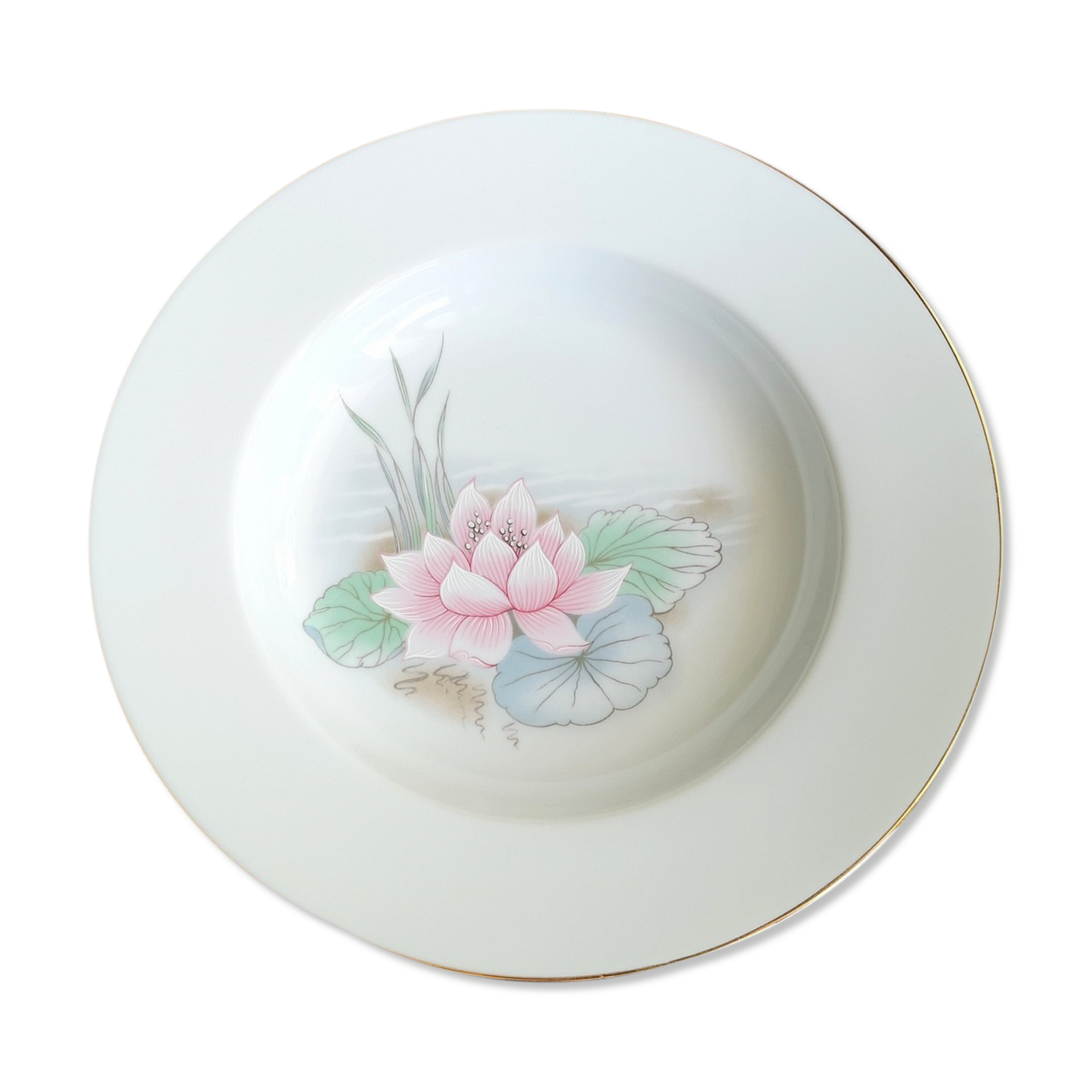 Porcelain service dish by Limoges france nenuphar rose decoration