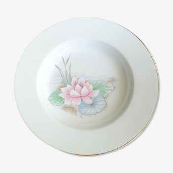 Porcelain service dish by Limoges france nenuphar rose decoration