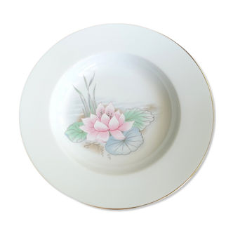 Porcelain service dish by Limoges france nenuphar rose decoration