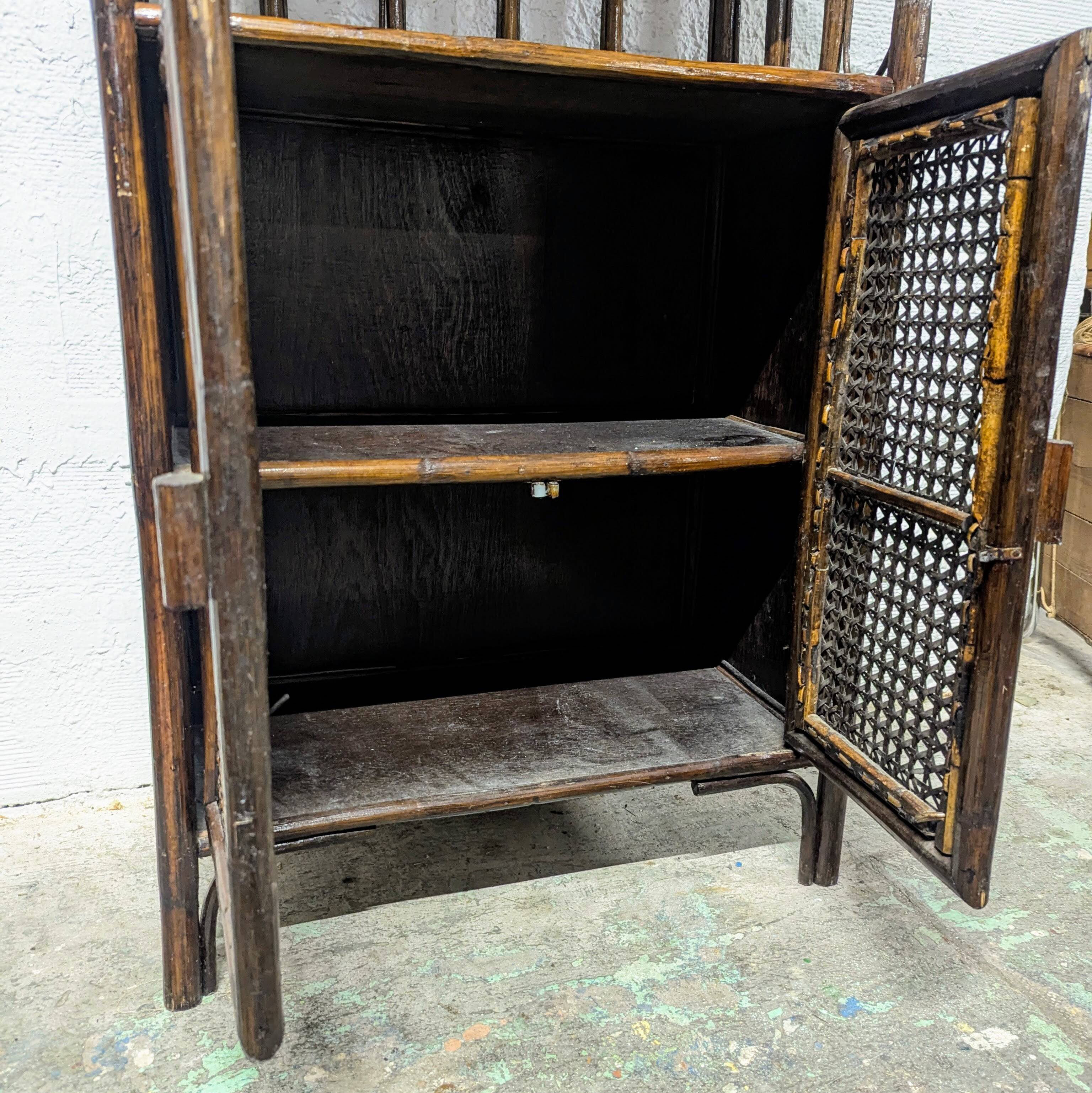 Rattan and cane shelf