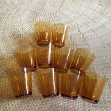 Series of 10 amber glasses