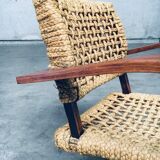 Rope Lounge Chair by Adrien Audoux & Frida Minet for Vibo Vesoul, France, 1940s