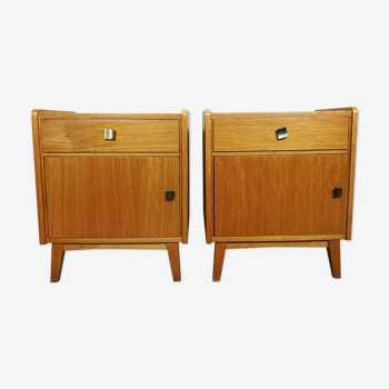 Pair of vintage wooden bedsides